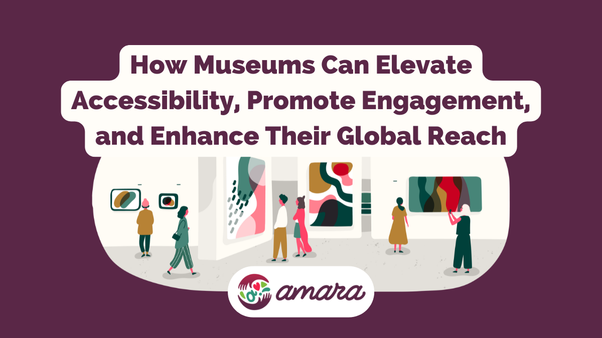 A rectangular image with e a "plum" colored background. The title of the article is at the center. There's an illustration of a museum below the title.